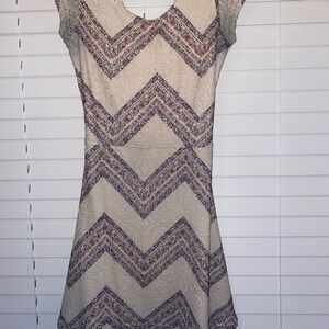 Charlotte Russe Peekaboo BackMini Dress with Chevron Pattern in Cream and Purple
